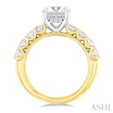 7/8 Ctw Round Shape Round Cut Diamond Semi Mount Engagement Ring in 14K Yellow and White Gold