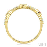 1.25 MM Round Cut Ruby and 1/10 Ctw Clover Leaf & Bar Link Round Cut Diamond Precious Ring in 10K Yellow Gold