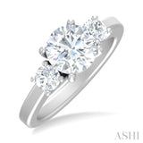 1/2 Ctw Tri-Mount Past, Present and Future Round Cut Diamond Semi Mount Engagement Ring in 14K White Gold