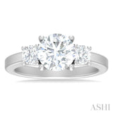 1/2 Ctw Tri-Mount Past, Present and Future Round Cut Diamond Semi Mount Engagement Ring in 14K White Gold