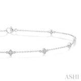 1/6 Ctw Four-Leaf Clover Round Cut Diamond Station Anklet in 10K White Gold