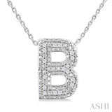 1/20 ctw Bubble Accent Initial 'B' Round Cut Diamond Fashion Pendant With Chain in Sterling Silver