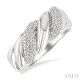 1/10 Ctw Bold Ribbed Swirl Round Cut Diamond Pirouette Bold Fashion Band in Sterling Silver