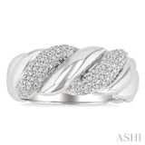 1/10 Ctw Bold Ribbed Swirl Single Cut Diamond Bold Fashion Band in Sterling Silver