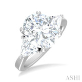 1 1/10 Ctw Oval Shape Trillion Cut & Round Cut Diamond Semi Mount Engagement Ring in 14K White Gold