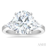 1 1/10 Ctw Oval Shape Trillion Cut & Round Cut Diamond Semi Mount Engagement Ring in 14K White Gold