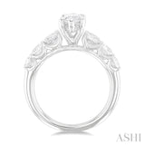 1 1/5 Ctw Marquise Shape Round Cut Diamond Semi Mount Engagement Ring in 14K White Gold