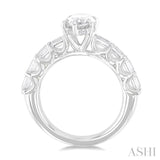 7/8 Ctw Marquise Shape Emerald and Round Cut Diamond Semi Mount Engagement Ring in 14K White Gold