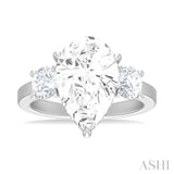 1 1/10 Ctw Tri-Mount Pear Shape Round Cut Diamond Semi Mount Engagement Ring in 14K White Gold