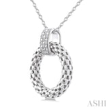 1/8 Ctw Cable Chain Inspired Bold Weave Circle Round Cut Diamond Pendant With Chain in Sterling Silver