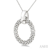 1/8 Ctw Cable Chain Inspired Bold Weave Circle Round Cut Diamond Pendant With Chain in Sterling Silver