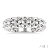 1/10 Ctw Bold Cable Chain Inspired Round Cut Diamond Fashion Ring in Sterling Silver