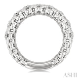 1/10 Ctw Bold Cable Chain Inspired Round Cut Diamond Fashion Ring in Sterling Silver