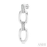 1/10 Ctw Oval Shape D-Link Round Cut Diamond Fashion Earrings in Sterling Silver