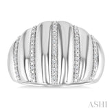 1/10 Ctw Ribbed Dome Shape Round Cut Diamond Pirouette Bold Wide Fashion Band in Sterling Silver