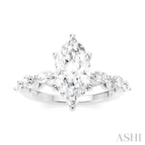 3/4 Ctw Marquise Shape Marquise and Round Cut Diamond Semi-Mount Engagement Ring in 14K White Gold