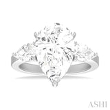 1 1/10 Ctw Tri-Mount Centerpiece Pear and Round Cut Diamond Semi Mount Engagement Ring in 14K White Gold