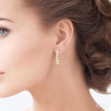 1 1/10 Ctw Bezel Set Oval Cut Diamond Fashion Hoop Earring in 14K Yellow Gold