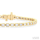 4 3/4 Ctw East-West Bezel Set Emerald Cut Diamond Tennis Bracelet in 14K Yellow Gold