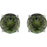 Platinum 6 mm Natural Green Tourmaline Stud Earrings