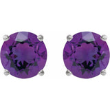 Sterling Silver 6 mm Natural Amethyst Stud Earrings