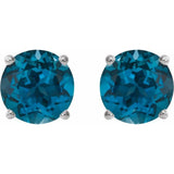 Sterling Silver 6 mm Natural London Blue Topaz Stud Earrings