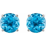 Sterling Silver 7 mm Natural Swiss Blue Topaz Stud Earrings