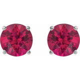 Sterling Silver 8 mm Lab-Grown Ruby Stud Earrings