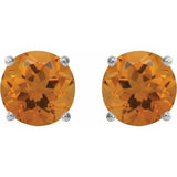 Sterling Silver 8 mm Natural Citrine Stud Earrings