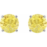 Sterling Silver 8 mm Lab-Grown Yellow Sapphire Stud Earrings