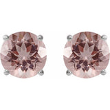 Sterling Silver 6 mm Natural Pink Morganite Stud Earrings