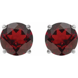 Sterling Silver 8 mm Natural Mozambique Garnet Stud Earrings