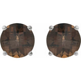 Sterling Silver 8 mm Natural Smoky Quartz Stud Earrings