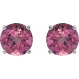 Sterling Silver 6 mm Natural Pink Tourmaline Stud Earrings