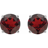Sterling Silver 8 mm Natural Mozambique Garnet Earrings