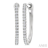 1/10 Ctw Round Cut Diamond Fashion Hoop Earring in 10K White Gold
