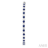 1.9 MM Round Cut Sapphire and 1 1/2 Ctw Round Cut Diamond Precious Inside-Out Alternating Hoop Earrings in 14K White Gold