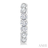 2 Ctw Inside-Out Embellished Round Cut Diamond Hoop Earrings in 14K White Gold