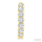 2 Ctw Inside-Out Embellished Round Cut Diamond Hoop Earrings in 14K Yellow Gold