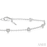 1/6 ctw Heart Shape Mount Round Cut Diamond Station Bracelet in 10K White Gold