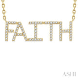 1/5 ctw 'FAITH' Block Round Cut Diamond Necklace in 10K Yellow Gold