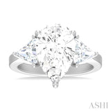 1 1/10 Ctw Pear Shape Trillion Cut & Round Cut Diamond Semi Mount Engagement Ring in 14K White Gold