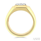 1/2 Ctw Lovebright Two-Tone Round Cut Diamond Men's Ring in 10K Yellow and White Gold