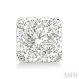 1/6 Ctw Lovebright Petite Square Shape Round Cut Diamond Fashion Stud Earring in 10K White Gold