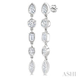 1 Ctw Bezel Set Mixed Diamond Cut Fashion Earrings in 14K White Gold