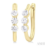 1 ctw 3-Stone Round Cut Diamond Fashion Hoop Earring in 14K Yellow Gold