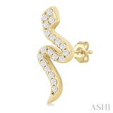 1/8 Ctw Petite Snake Round Cut Diamond Fashion Stud Earring in 10K Yellow Gold