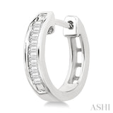 1/10 Ctw Baguette Cut Diamond Huggie Earrings in 10K White Gold