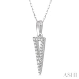 1/10 Ctw Hollow Center Inverted Triangle Round Cut Diamond Pendant With Chain in 10K White Gold