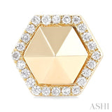 1/4 Ctw Petite Hexagon Single Cut Diamond Halo Fashion Stud Earrings in 14K Yellow Gold